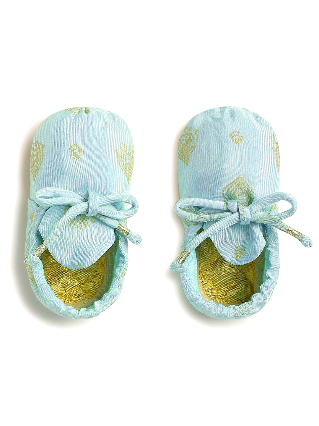 Festive Blue Booties & Mittens Set