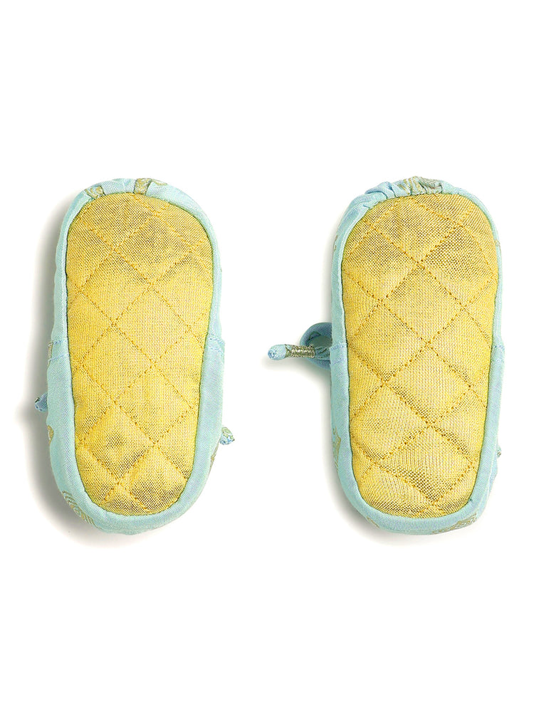 Festive Blue Booties & Mittens Set