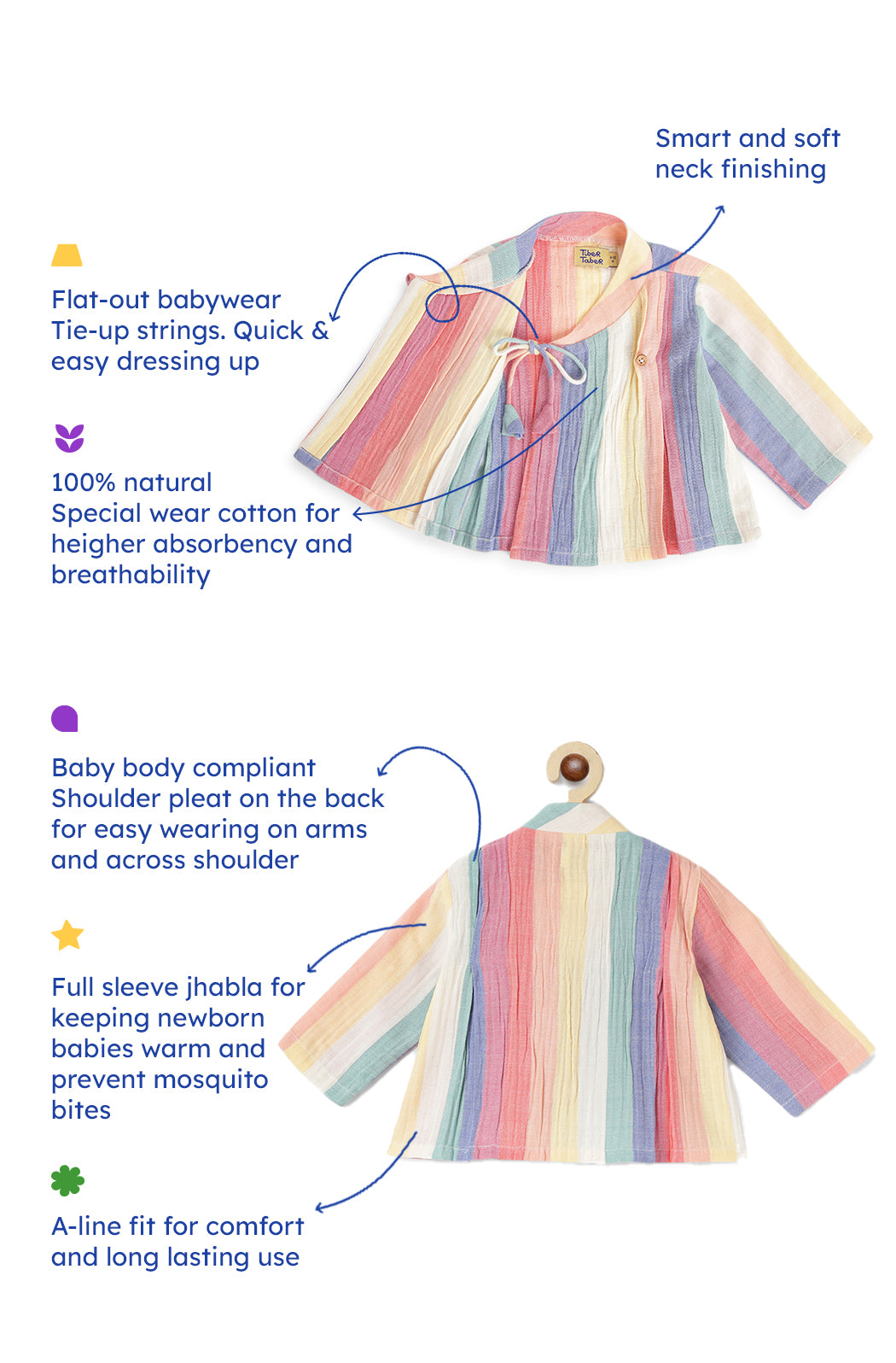 Rainbow Swirl Jhabla Set -Multicolor