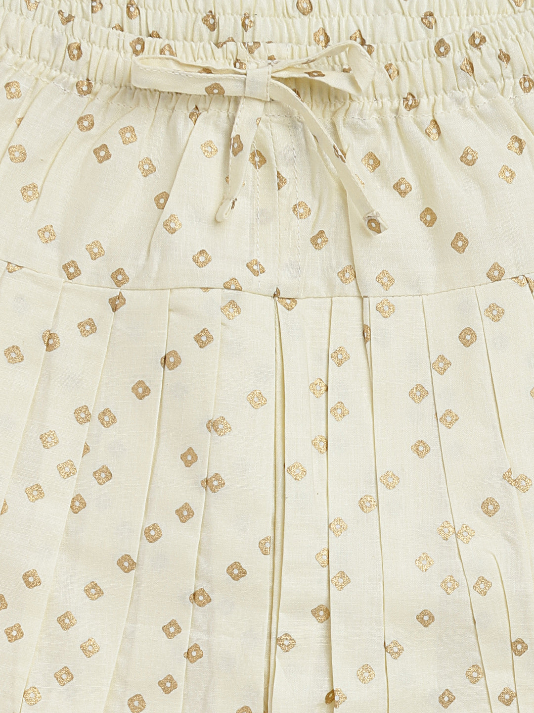 Baby Girl Lakshmi Embroidered  Premium Cotton Suit Set - Cream