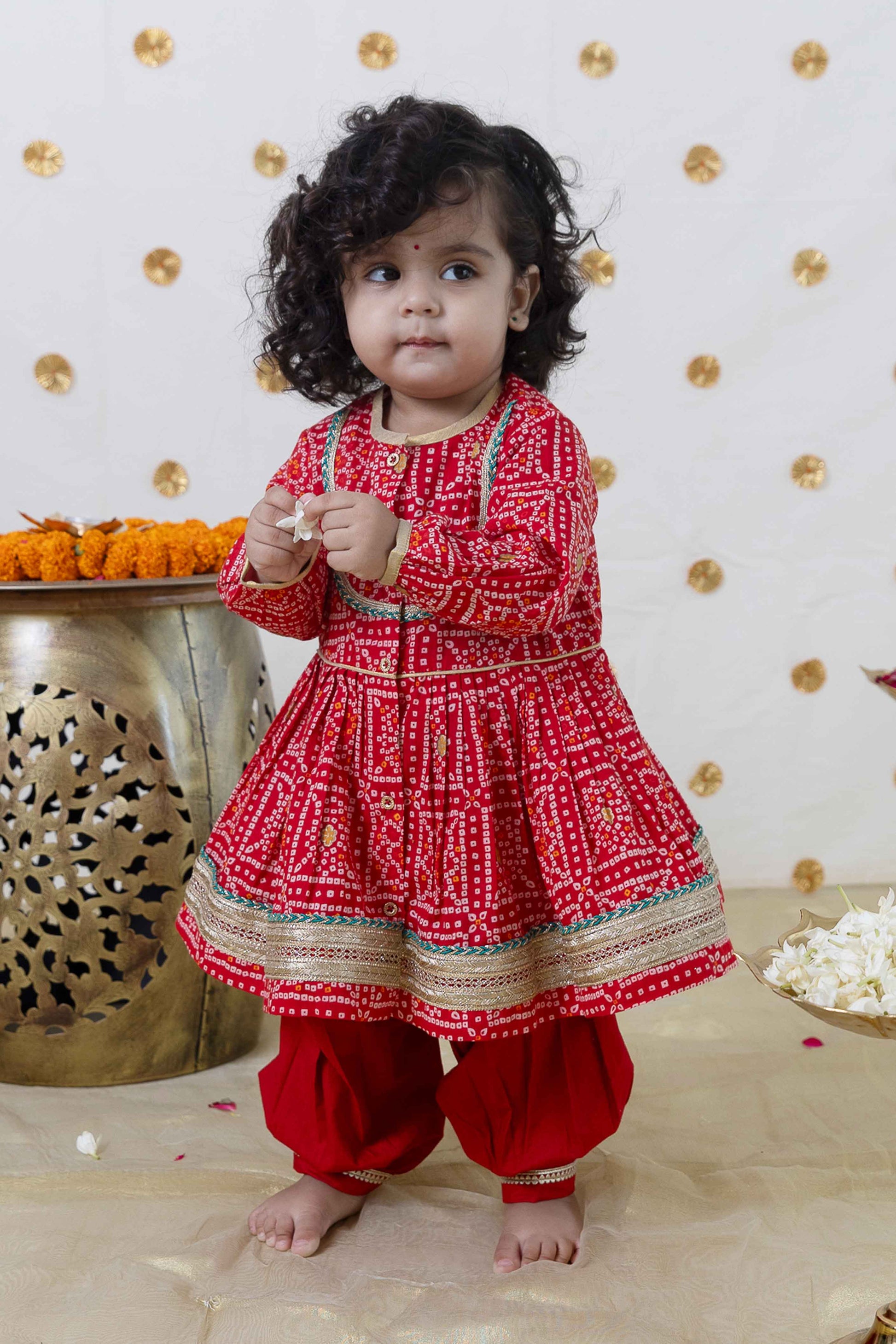 Baby Bandhani Angrakha Set Red Tiber Taber Kids baby-bandhani-angrakha-set-red-tiber-taber-kids