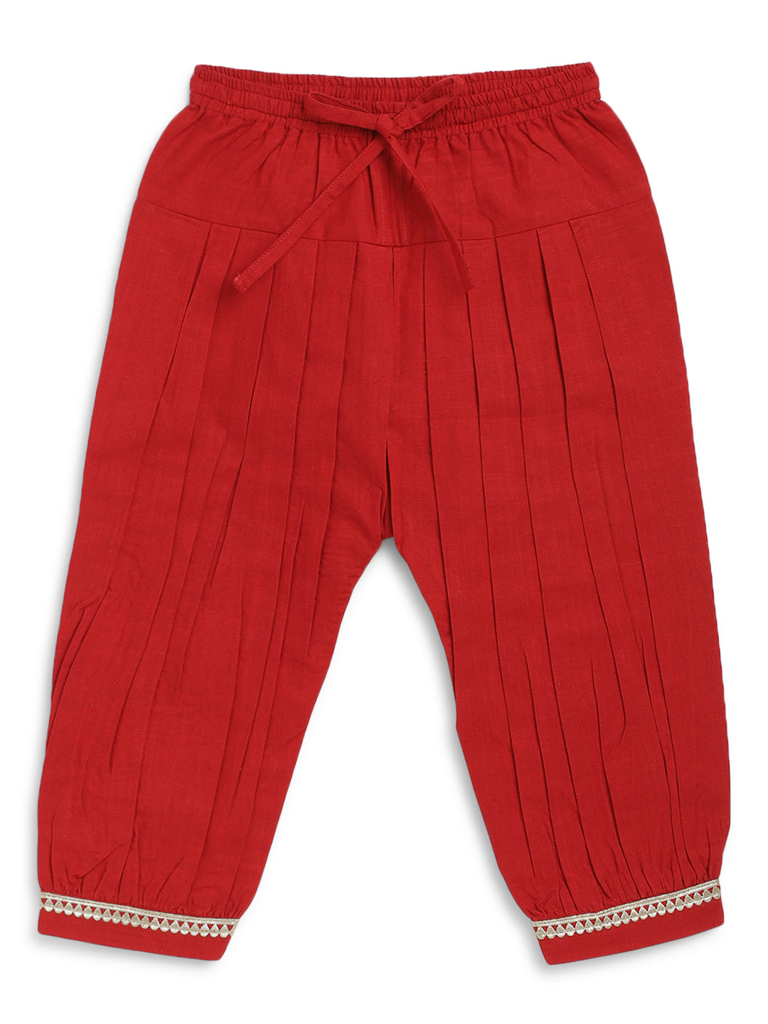 Baby Girl Bandhani Cotton Angrakha Suit Set - Red