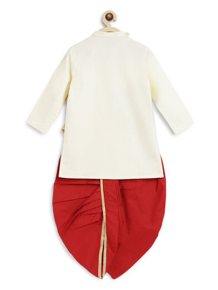 Boy Ganesha Kurta Set - Cream