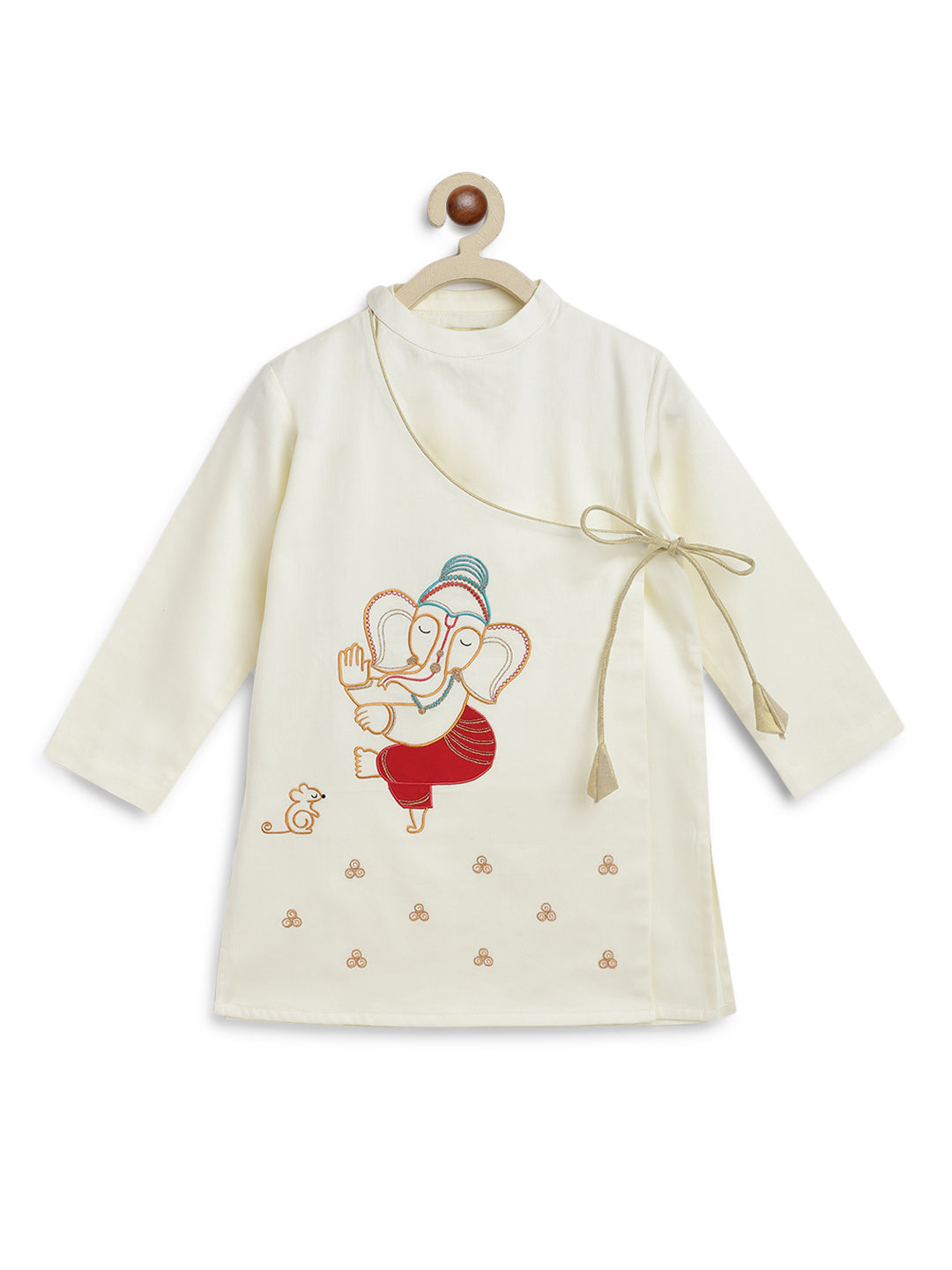 Boy Ganesha Kurta Set - Cream