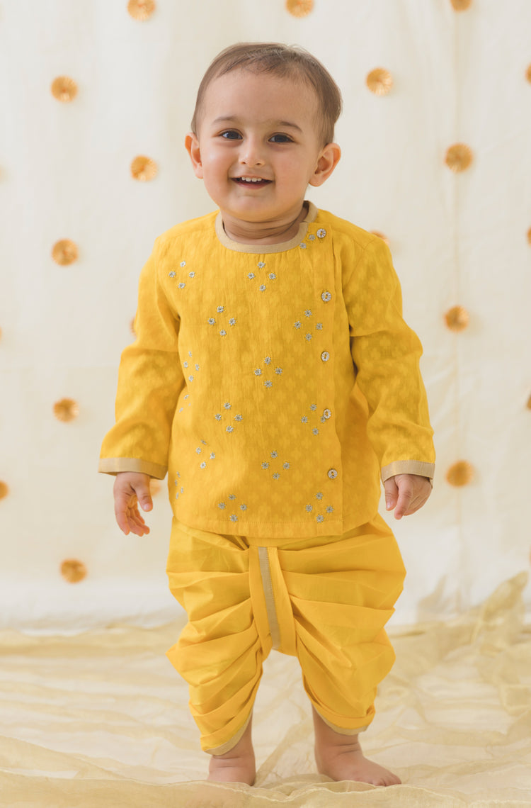 Zari Dhoti Kurta Set - Yellow