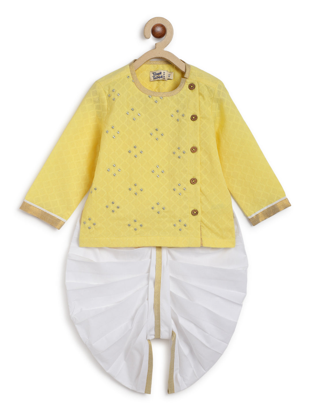 PK HUB Baby Krishna Dress Set - Yellow Dhoti Kurta Party Outfit For Boys & Girls
