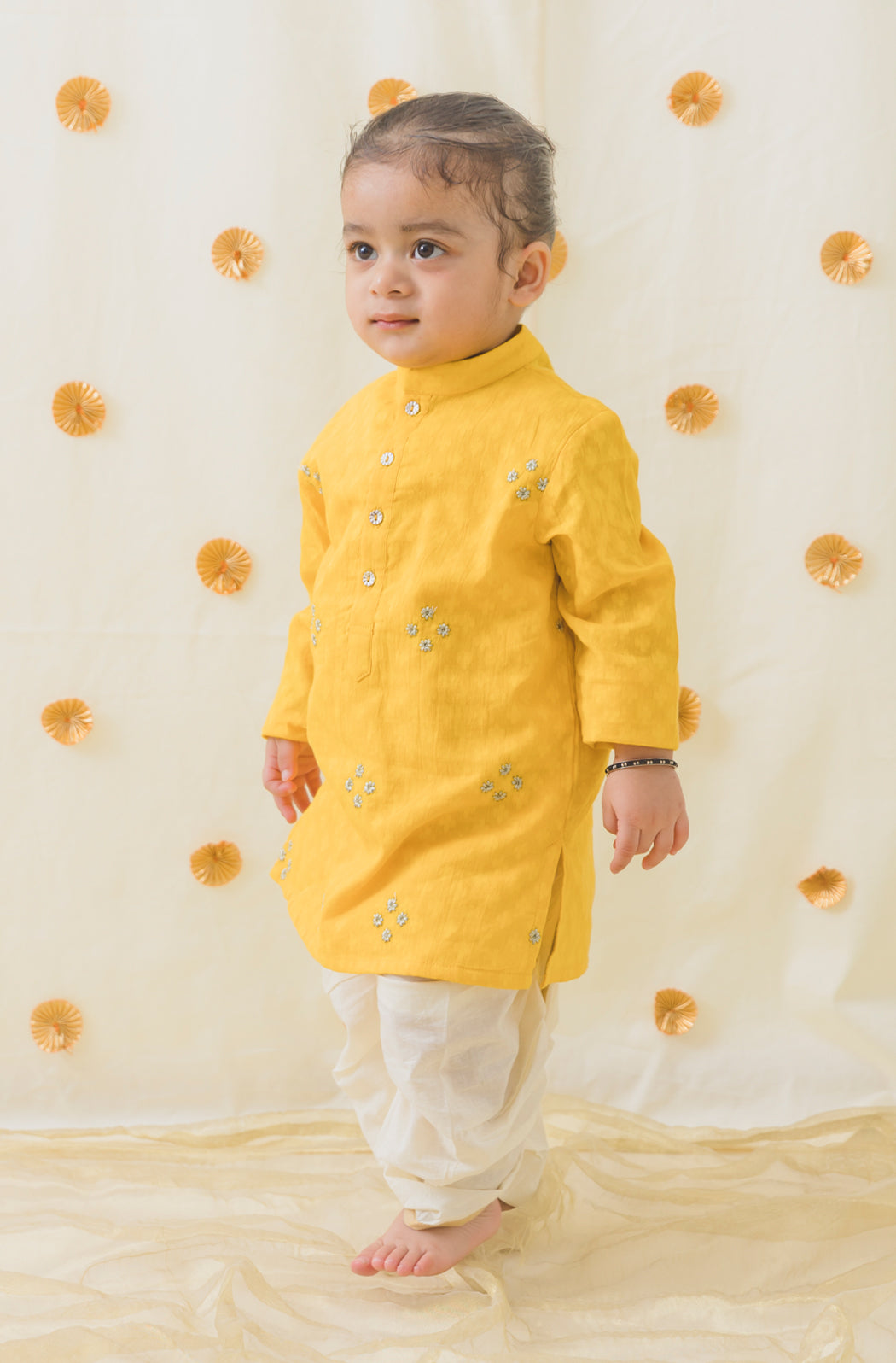 Classic Zari Dhoti Kurta Set - Yellow