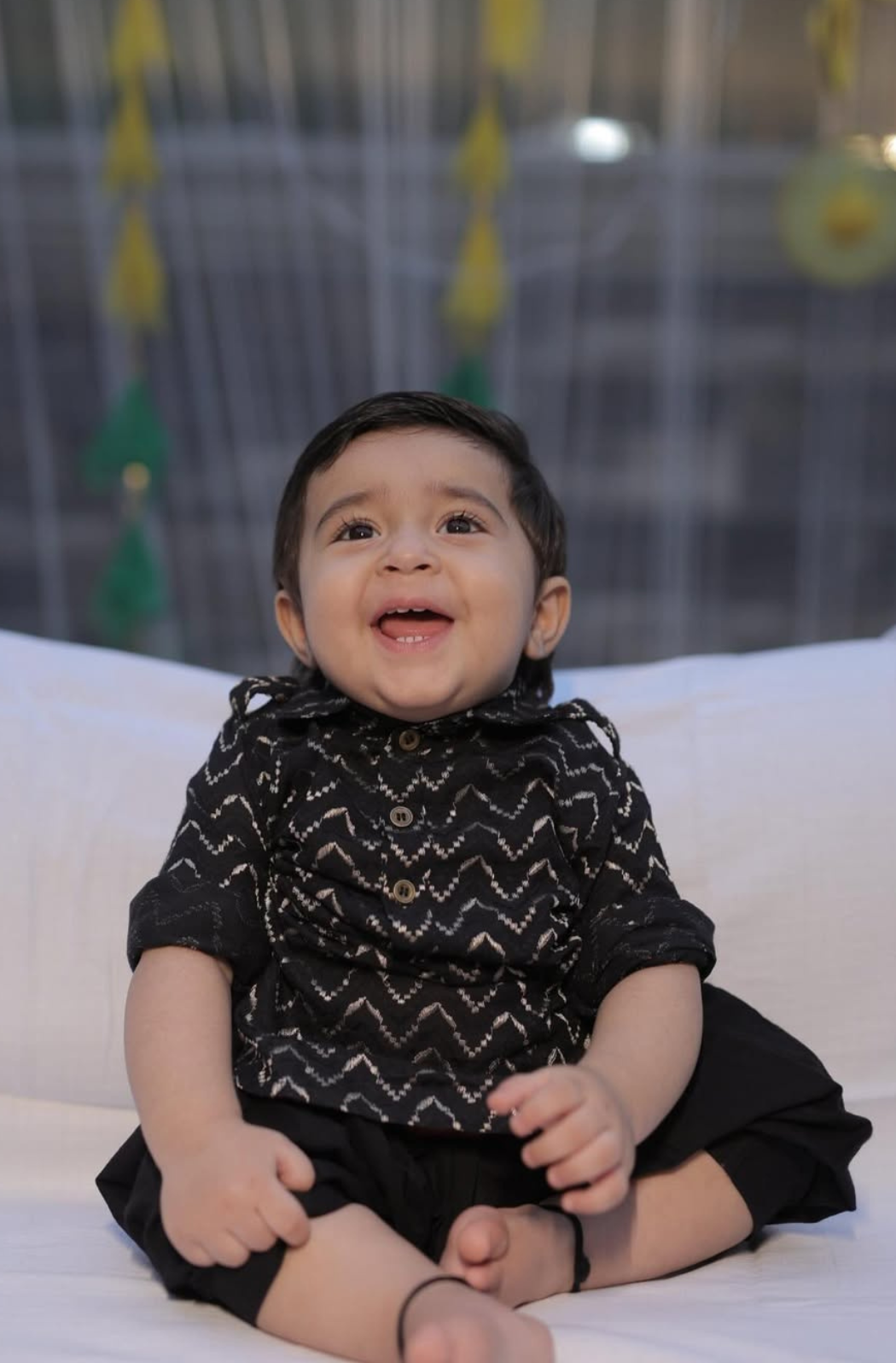 Boy Zigzag Pathani Set-Black