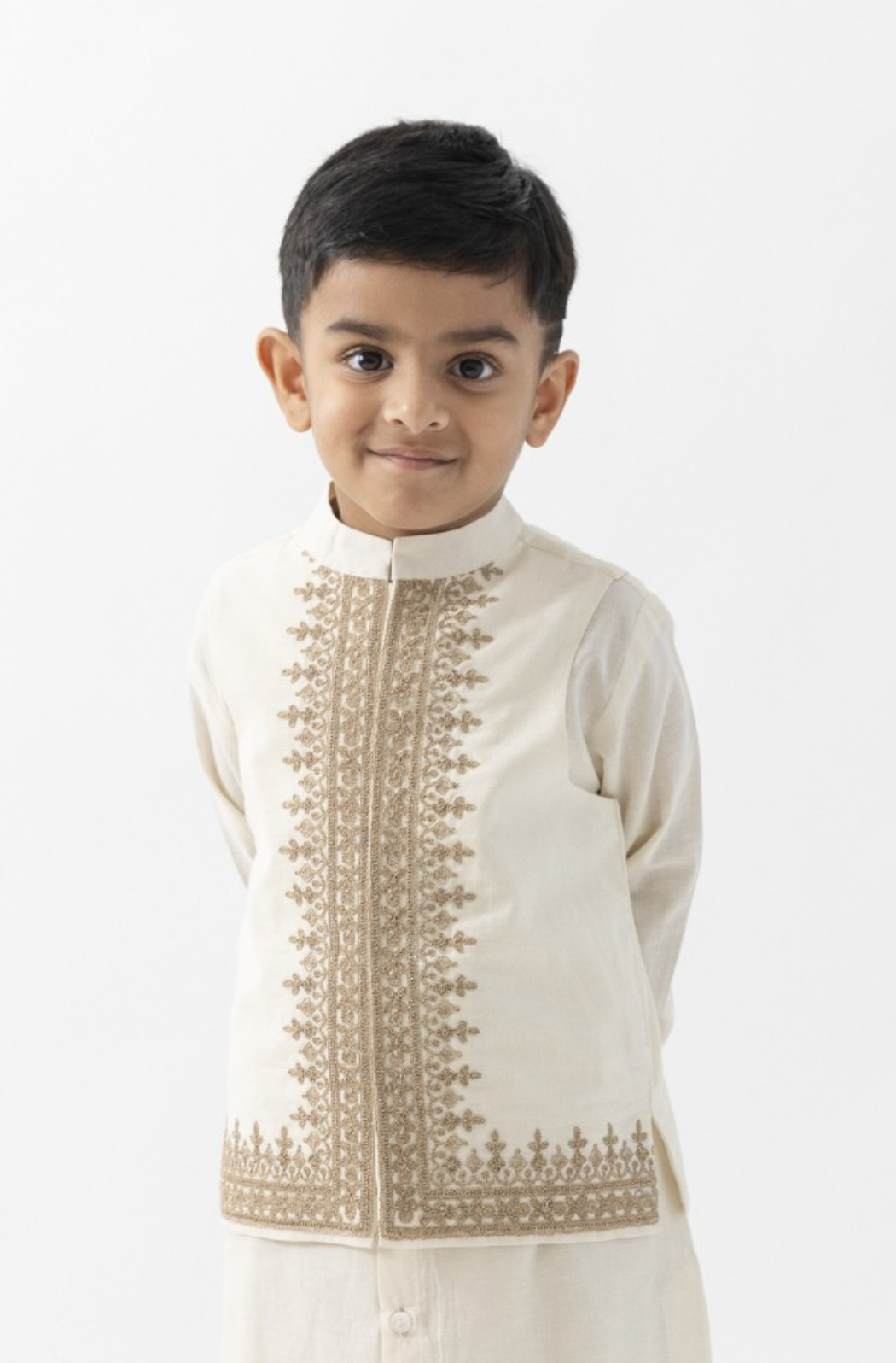Shahi Embroidered Waistcoat- Cream