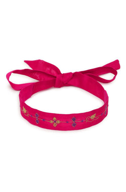 Baby Girl Bird Embroidery Headband - Pink