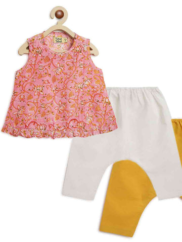 Girls Jhabla Lotus Print by Tiber Taber Kids