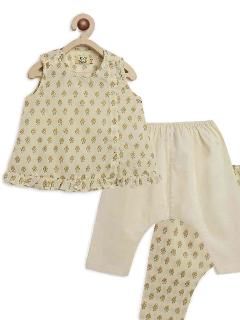 Girls Jhabla Cream Buta by Tiber Taber Kids