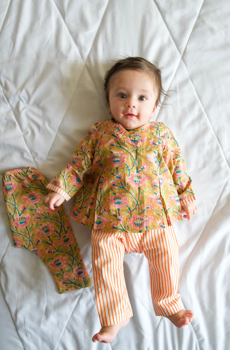 Flowers in bloom Flexi Kimono Set - Yellow