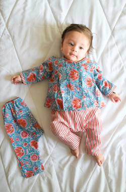 Flowers in bloom Flexi Kimono Set - Blue