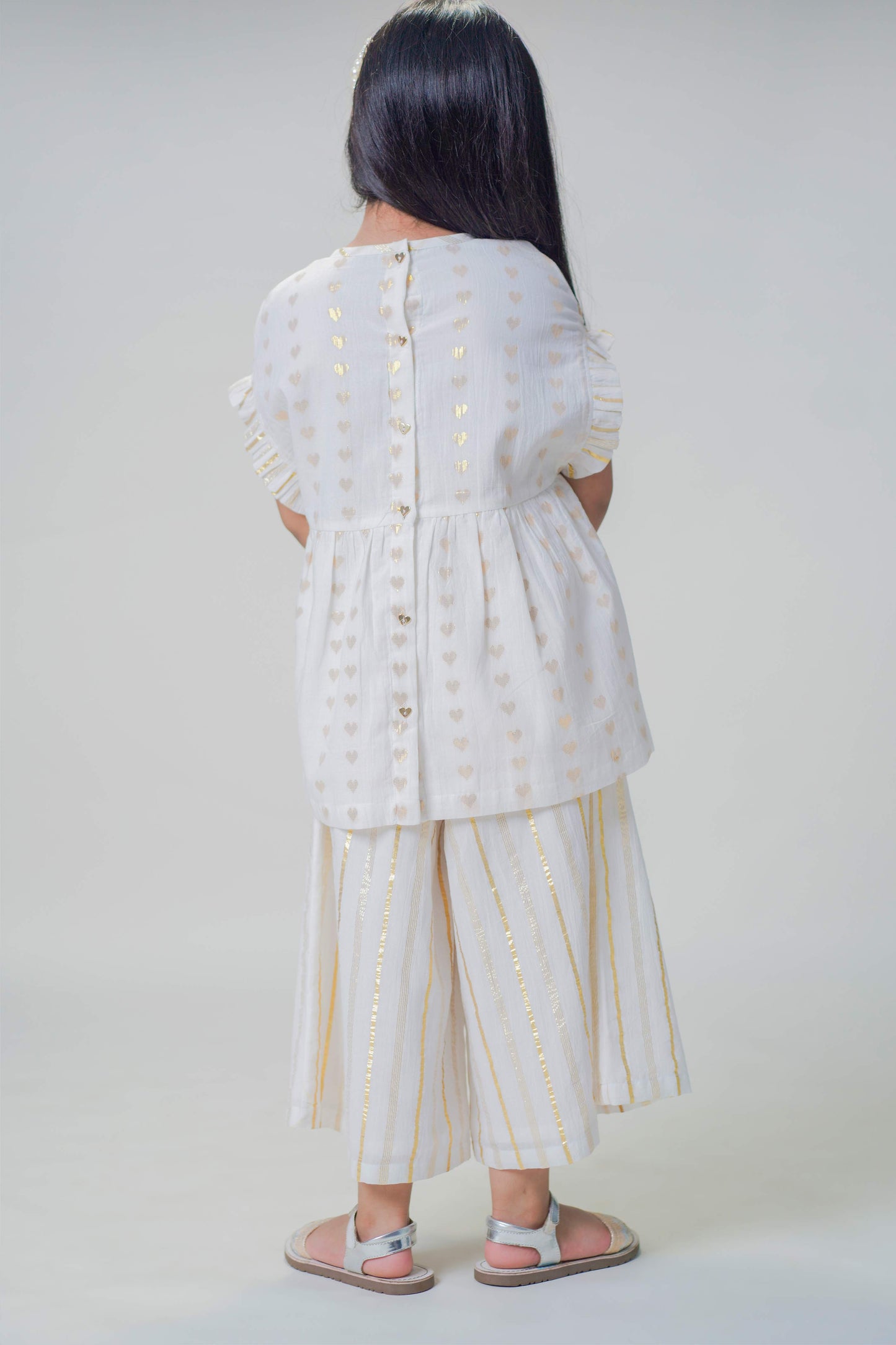 Shop Girl Golden Culottes and Top Set-White by Tiber Taber Kids