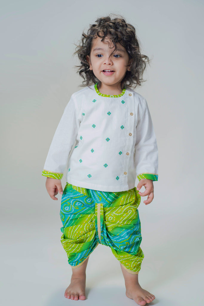 Baby Boy Bandhani Dhoti Set-Blue by Tiber Taber Kids