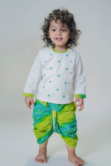 Baby Boy Bandhani Dhoti Set-Blue by Tiber Taber Kids