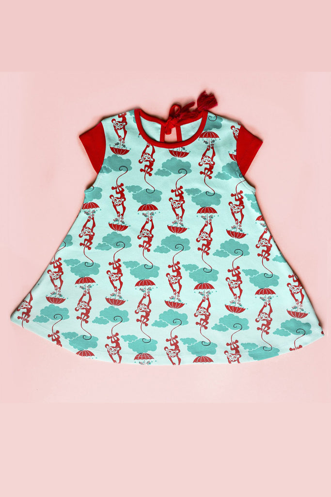 Buy Girl Blue Monkey Dress by Tiber Taber Kids