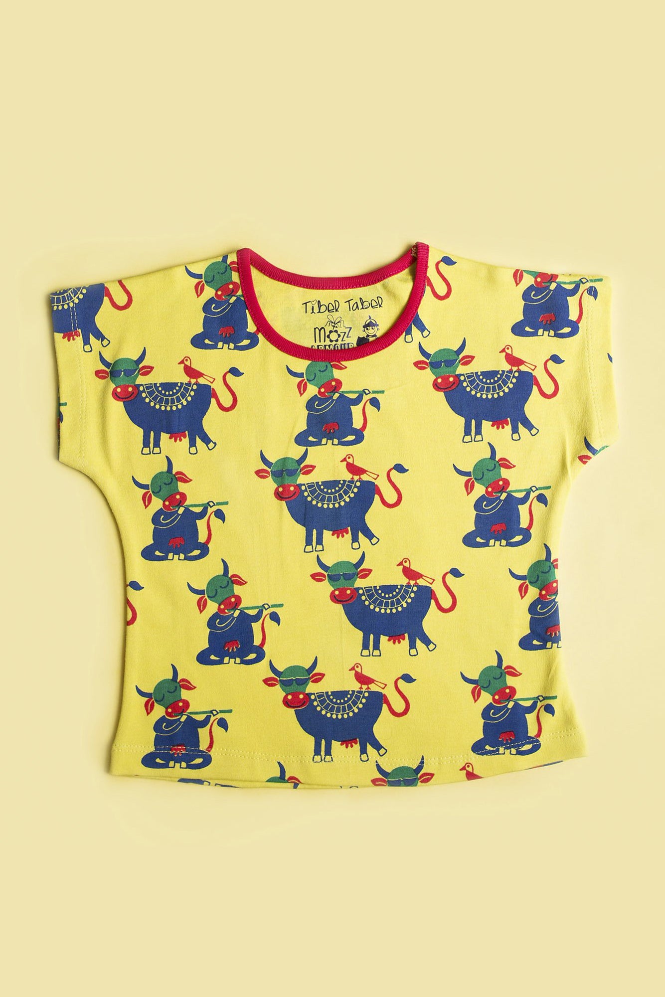 Buy Girl Yellow Cow Top by Tiber Taber Kids
