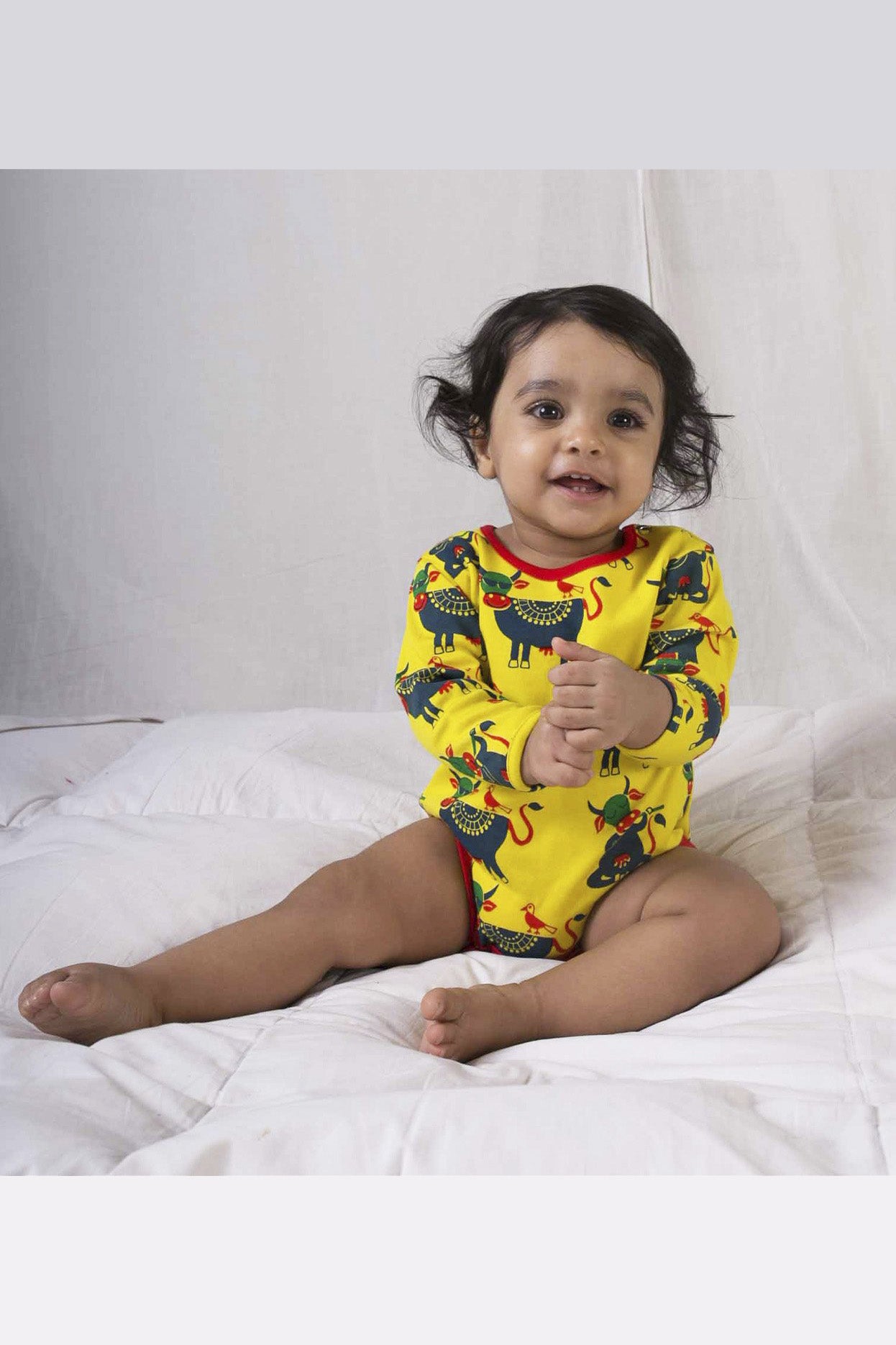 Unisex Yellow Cow Romper by Tiber Taber Kids