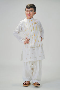 Boy 3 Pc Bundi Set Golden Stripes-White by Tiber Taber Kids