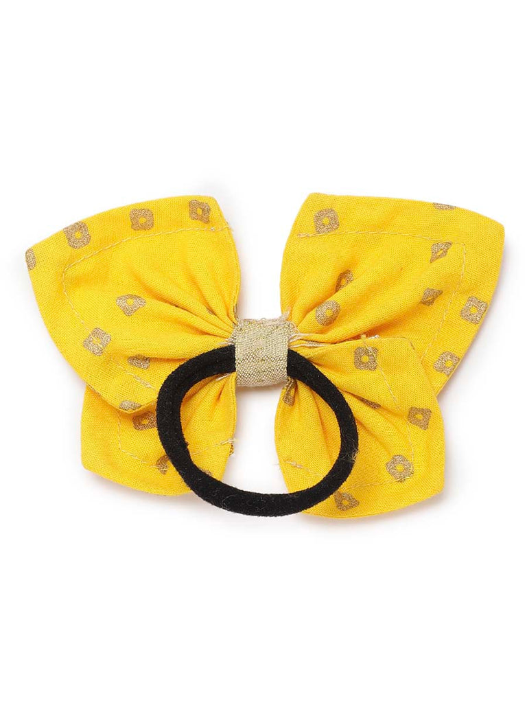 Buy Printed Bandhani Butterfly Rubberband-Yellow by Tiber Taber Kids