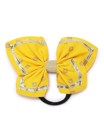 Printed Bandhani Butterfly Rubberband-Yellow by Tiber Taber Kids