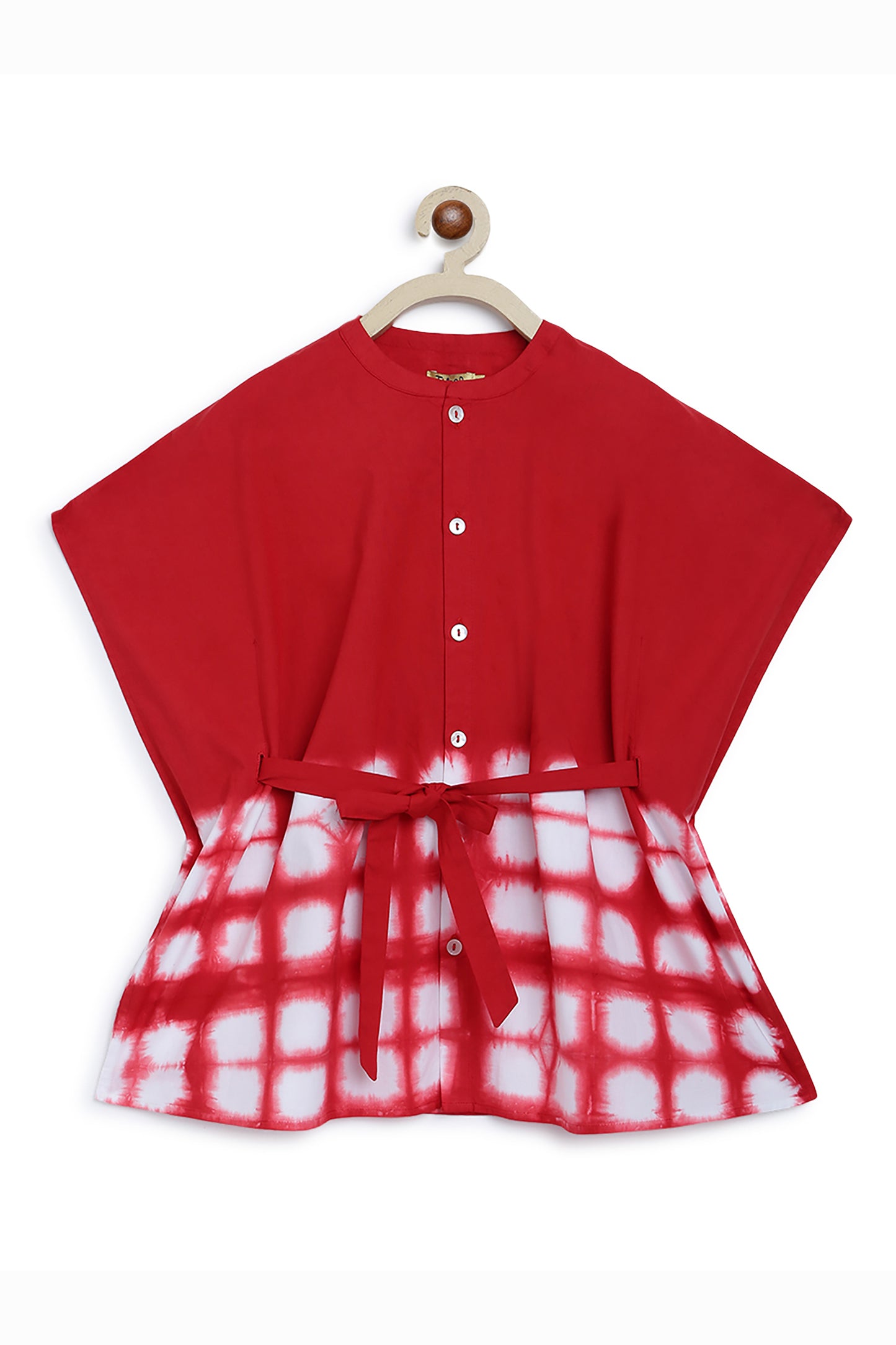 Shop Girls Kaftan Dress Red Tie Dye Clamp by Tiber Taber Kids