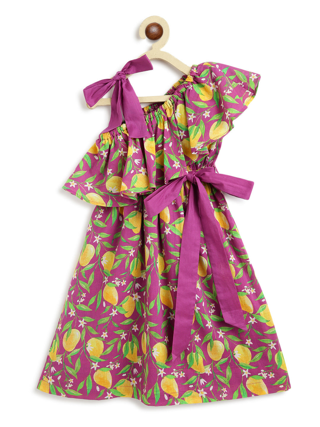 Shop Girls One Shoulder Dress-Purple by Tiber Taber Kids