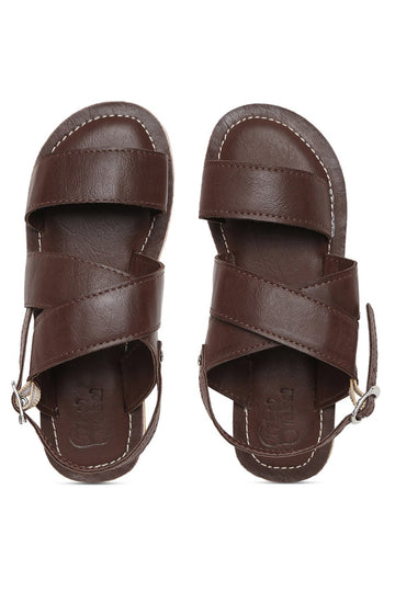 Boys Mocha Criss Cross Sandal by Tiber Taber Kids