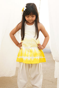 Girls Yellow Shibori Top Set by Tiber Taber Kids