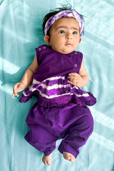 Baby Girl Set Purple Tie Dye Stripe by Tiber Taber Kids