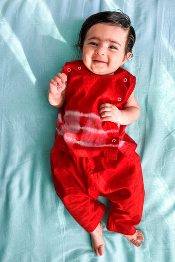 Baby Boy Set Red Tie Dye Stripe by Tiber Taber Kids