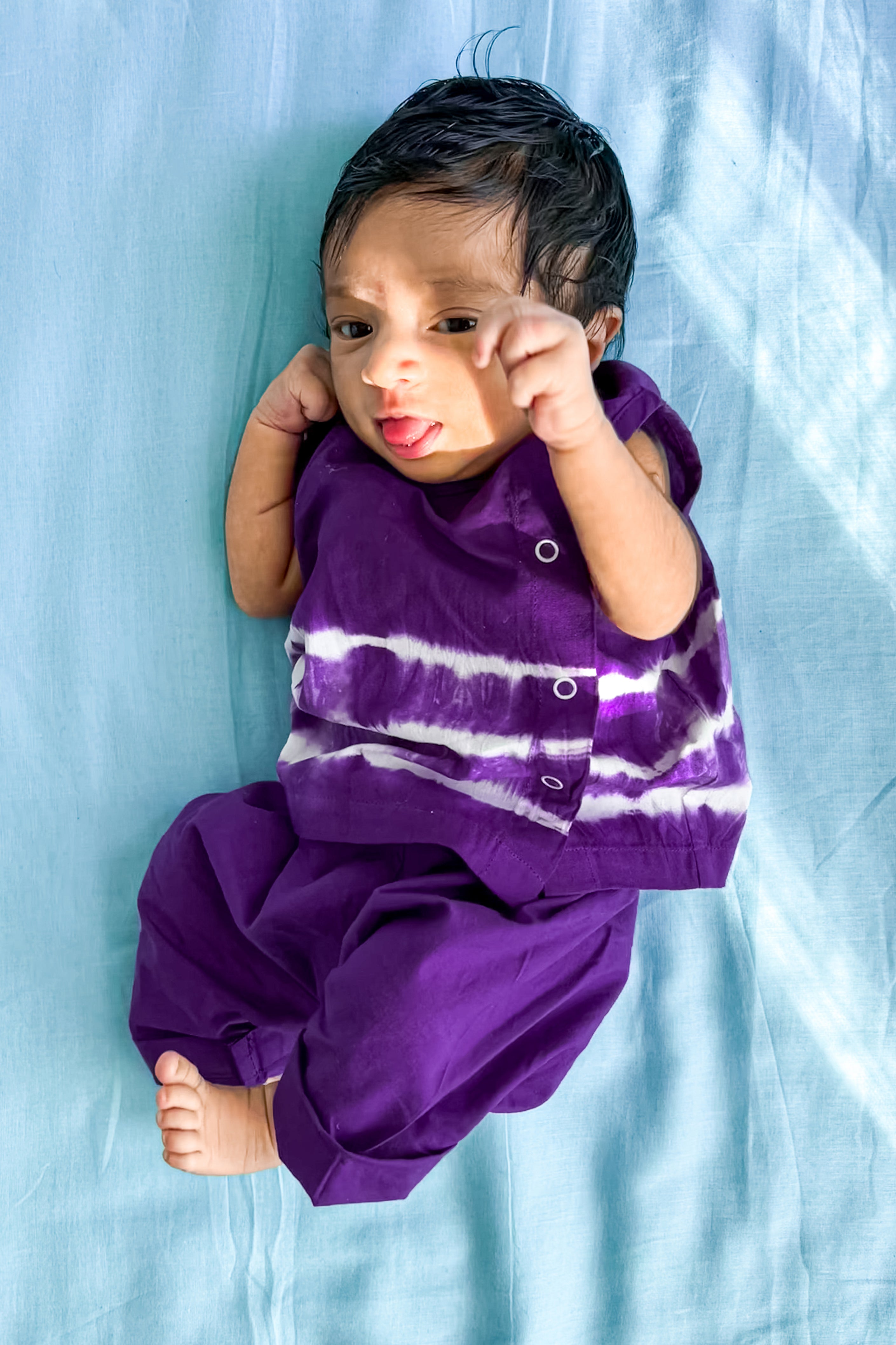 Baby Boy Set Purple Tie Dye Stripe