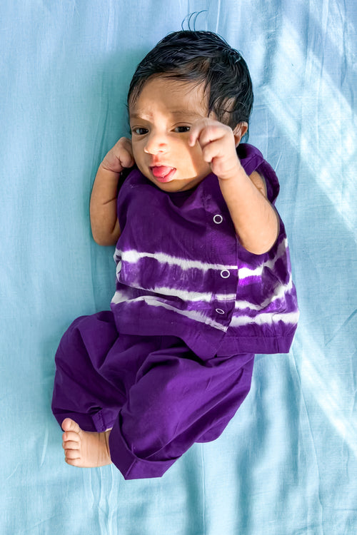 Baby Boy Set Purple Tie Dye Stripe by Tiber Taber Kids
