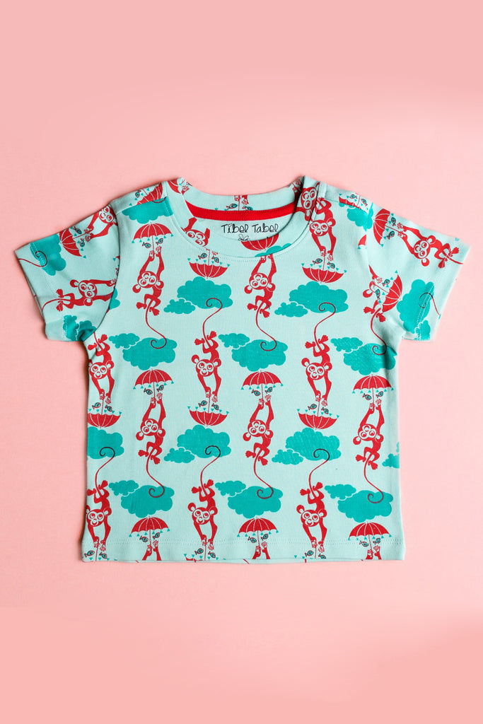 Buy Boy Blue Monkey Teeshirt by Tiber Taber Kids