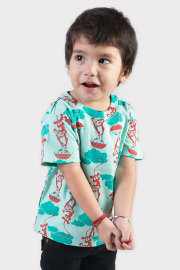 Boy Blue Monkey Teeshirt by Tiber Taber Kids