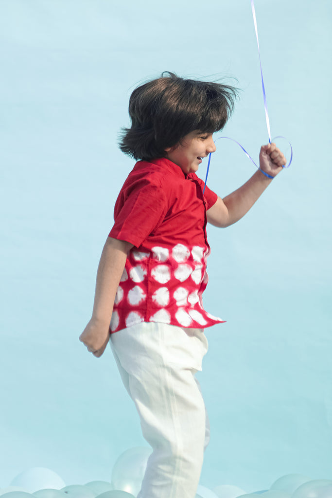 Boys Shirt Red Tie Dye Clamp by Tiber Taber Kids