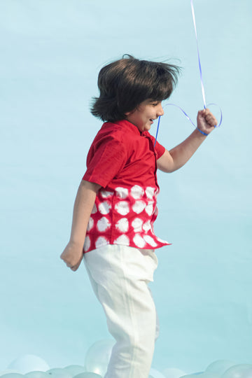 Boys Shirt Red Tie Dye Clamp by Tiber Taber Kids