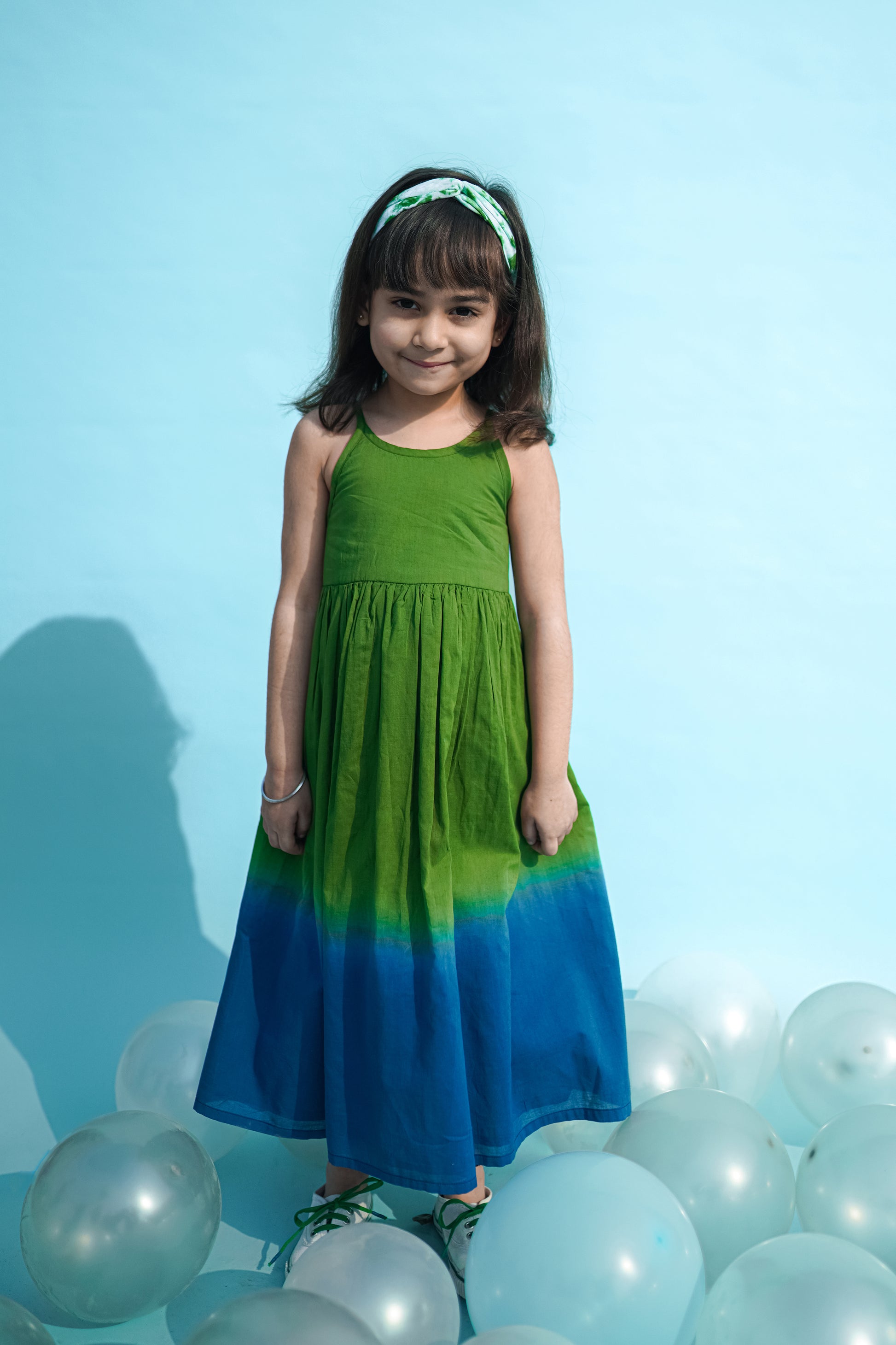 Buy Girls Maxi Dress Green Tie Dye Ombre by Tiber Taber Kids