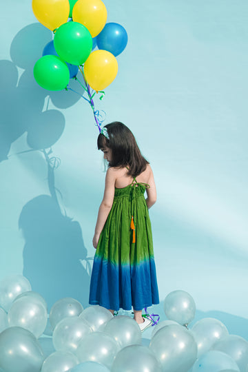 Girls Maxi Dress Green Tie Dye Ombre by Tiber Taber Kids