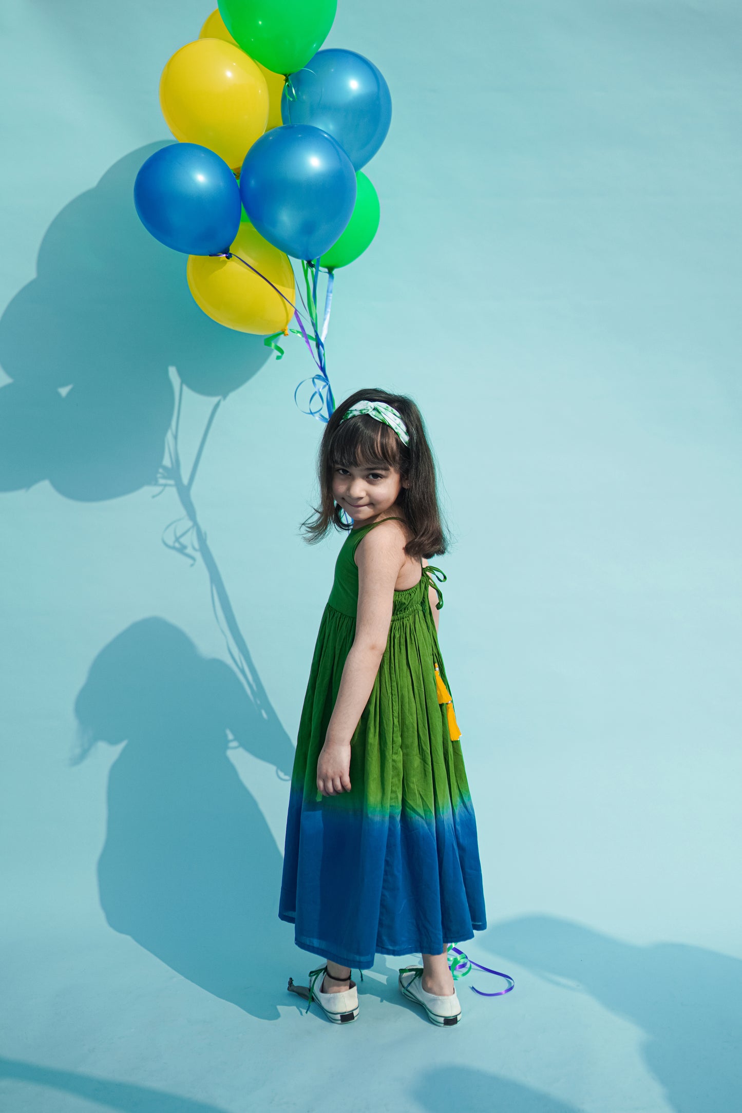 Shop Girls Maxi Dress Green Tie Dye Ombre by Tiber Taber Kids