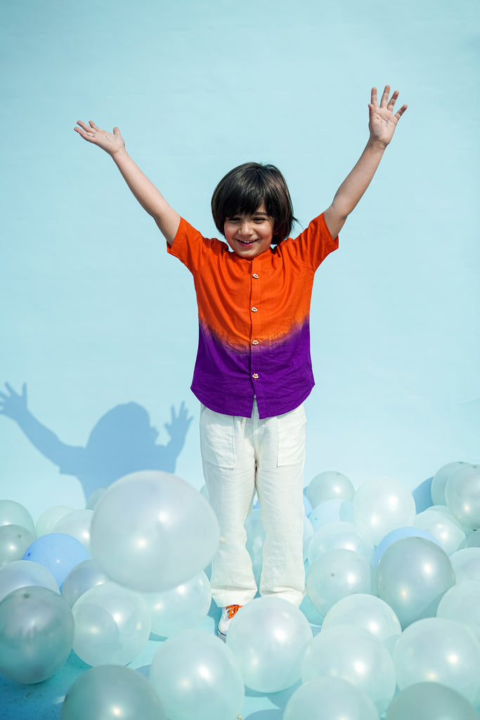 Boys Shirt Orange Tie Dye Ombre by Tiber Taber Kids