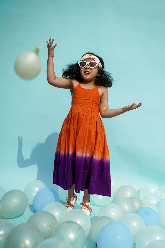 Buy Girls Maxi Dress Orange Tie Dye Ombre by Tiber Taber Kids