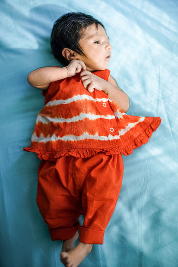 Baby Girl Set Orange Tie Dye Stripe by Tiber Taber Kids