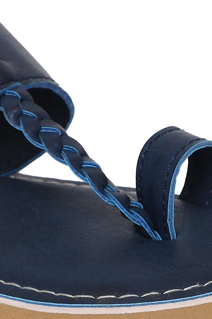 Buy Boy Blue Braid Kohlapuri Sandal by Tiber Taber Kids