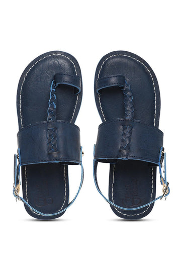 Boy Blue Braid Kohlapuri Sandal by Tiber Taber Kids