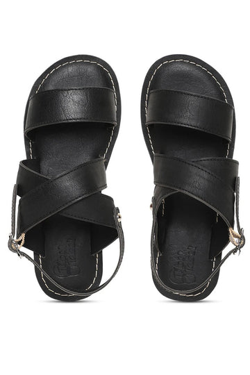 Boy Black Criss Cross Sandal by Tiber Taber Kids