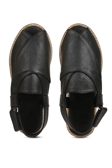 Boys Black Peshawari Shoes by Tiber Taber Kids