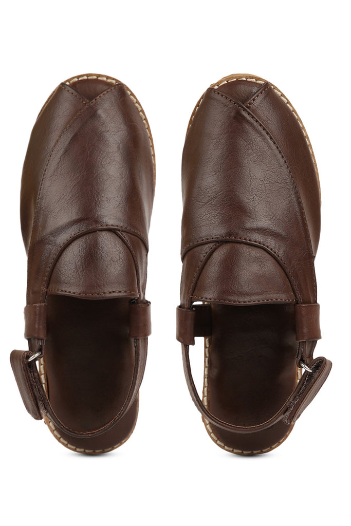 Boys Brown Peshawari Shoes by Tiber Taber Kids